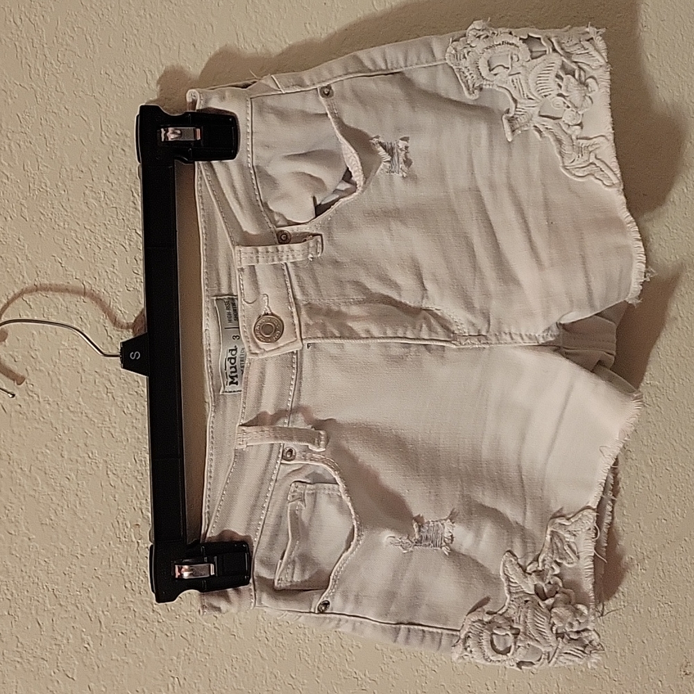 White denim shorts